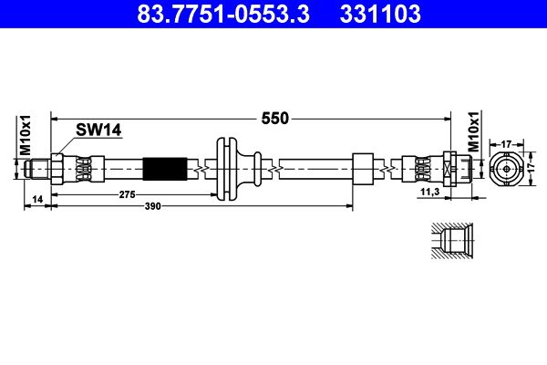 Przewód hamulcowy elastyczny ATE 83.7751-0553.3