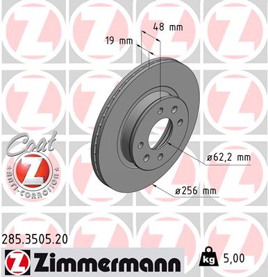 Tarcza hamulcowa ZIMMERMANN 285.3505.20