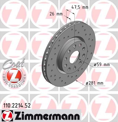 Tarcza hamulcowa ZIMMERMANN 110.2214.52