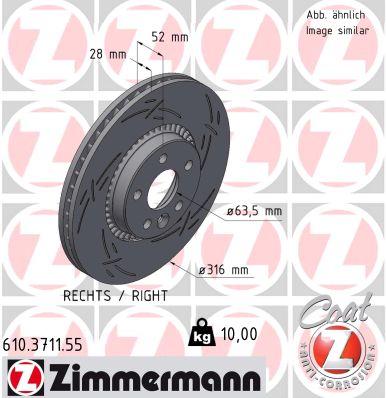 Tarcza hamulcowa ZIMMERMANN 610.3711.55