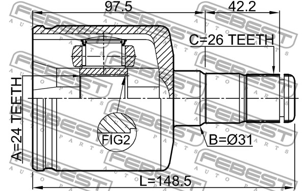 Przegub FEBEST 2711-S80ATLH