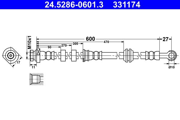 Przewód hamulcowy elastyczny ATE 24.5286-0601.3