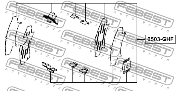 Zestaw akcesoriów montażowych  klocków hamulcowych FEBEST 0503-GHF