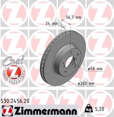 Tarcza hamulcowa ZIMMERMANN 530.2456.20