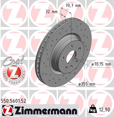Tarcza hamulcowa ZIMMERMANN 550.5601.52