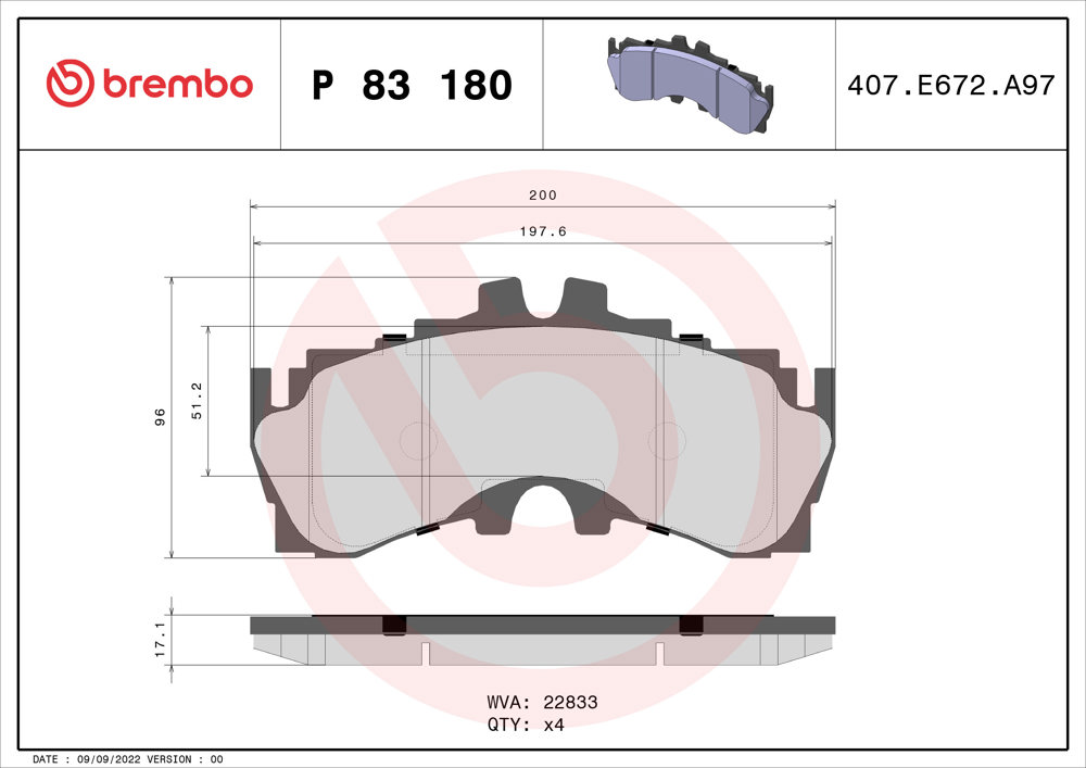 Klocki hamulcowe BREMBO P 83 180