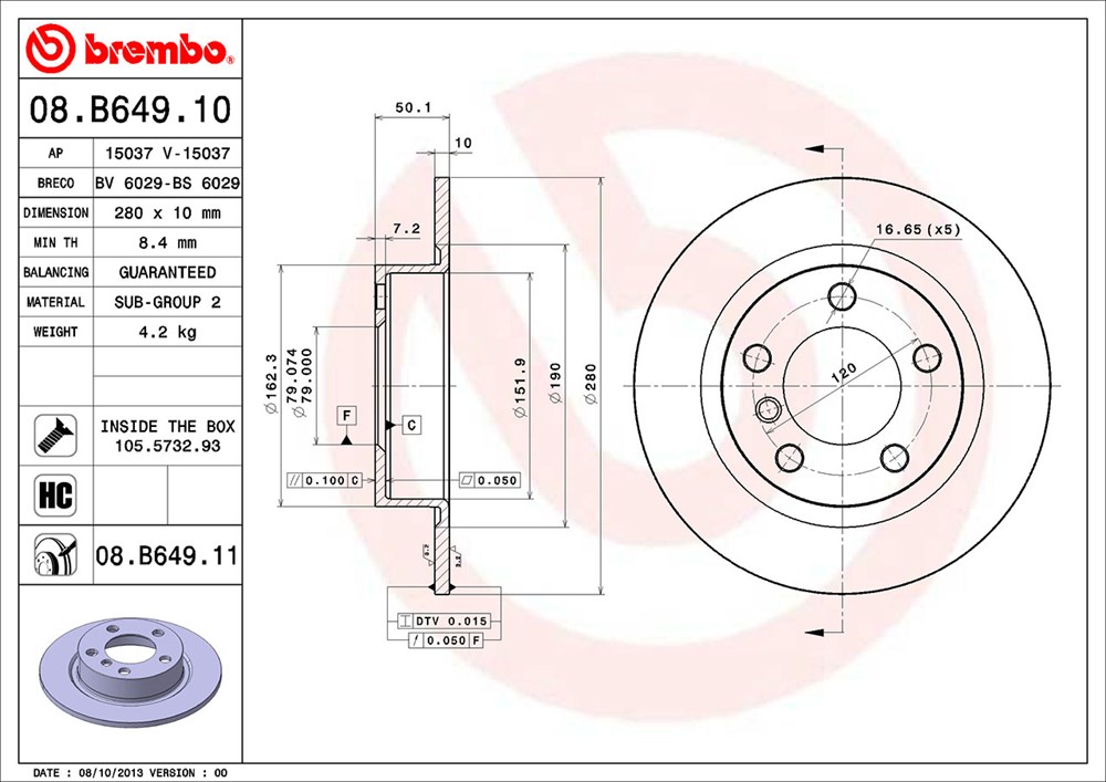 Tarcza hamulcowa BREMBO 08.B649.11