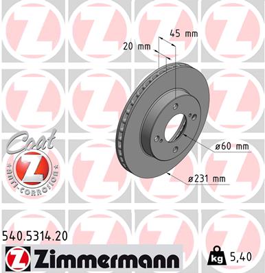 Tarcza hamulcowa ZIMMERMANN 540.5314.20