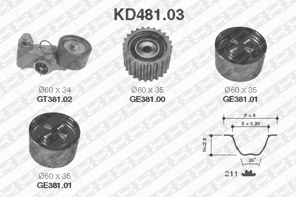 Zestaw paska rozrządu SNR KD481.03