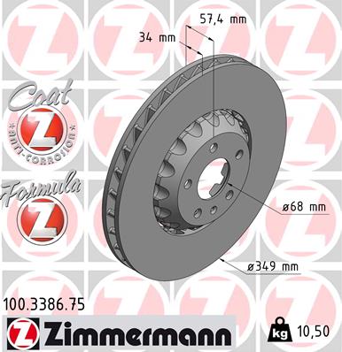 Tarcza hamulcowa ZIMMERMANN 100.3386.75