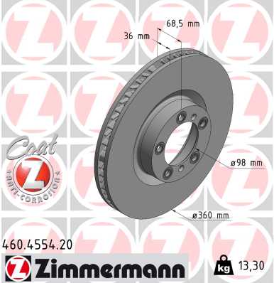Tarcza hamulcowa ZIMMERMANN 460.4554.20