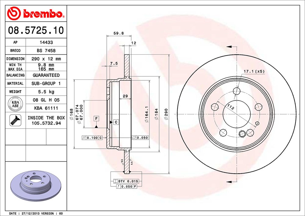 Tarcza hamulcowa BREMBO 08.5725.10