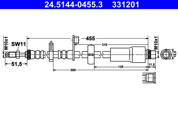 Przewód hamulcowy elastyczny ATE 24.5144-0455.3