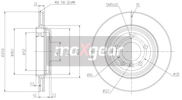 Tarcza hamulcowa MAXGEAR 19-1017MAX