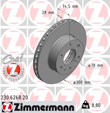 Tarcza hamulcowa ZIMMERMANN 230.6268.20