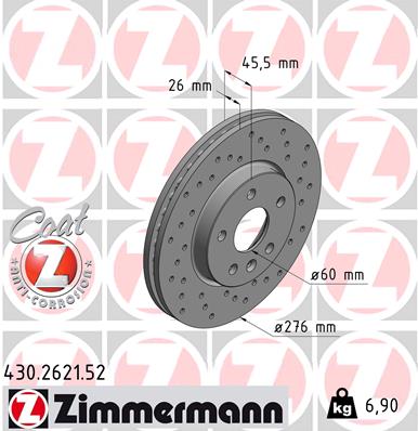 Tarcza hamulcowa ZIMMERMANN 430.2621.52
