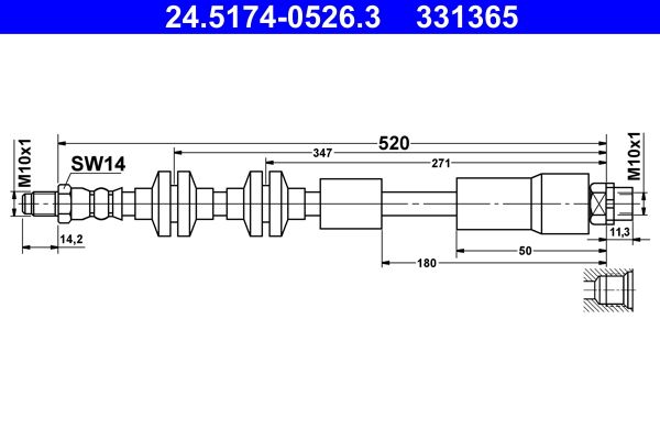 Przewód hamulcowy elastyczny ATE 24.5174-0526.3