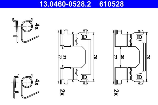 Zestaw akcesoriów montażowych  klocków hamulcowych ATE 13.0460-0528.2