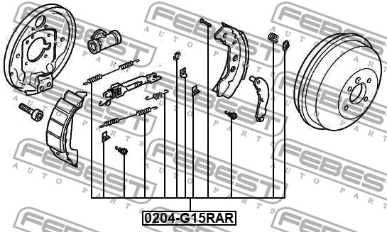 Zestaw montażowy szczęk hamulcowych FEBEST 0204-G15RAR-KIT