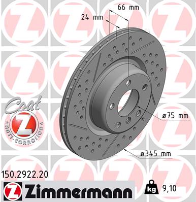 Tarcza hamulcowa ZIMMERMANN 150.2922.20