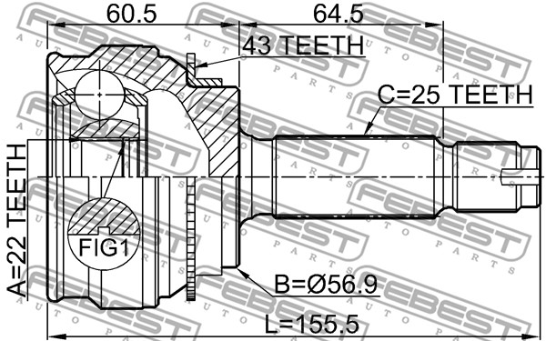 Przegub wału FEBEST 0410-CSA43