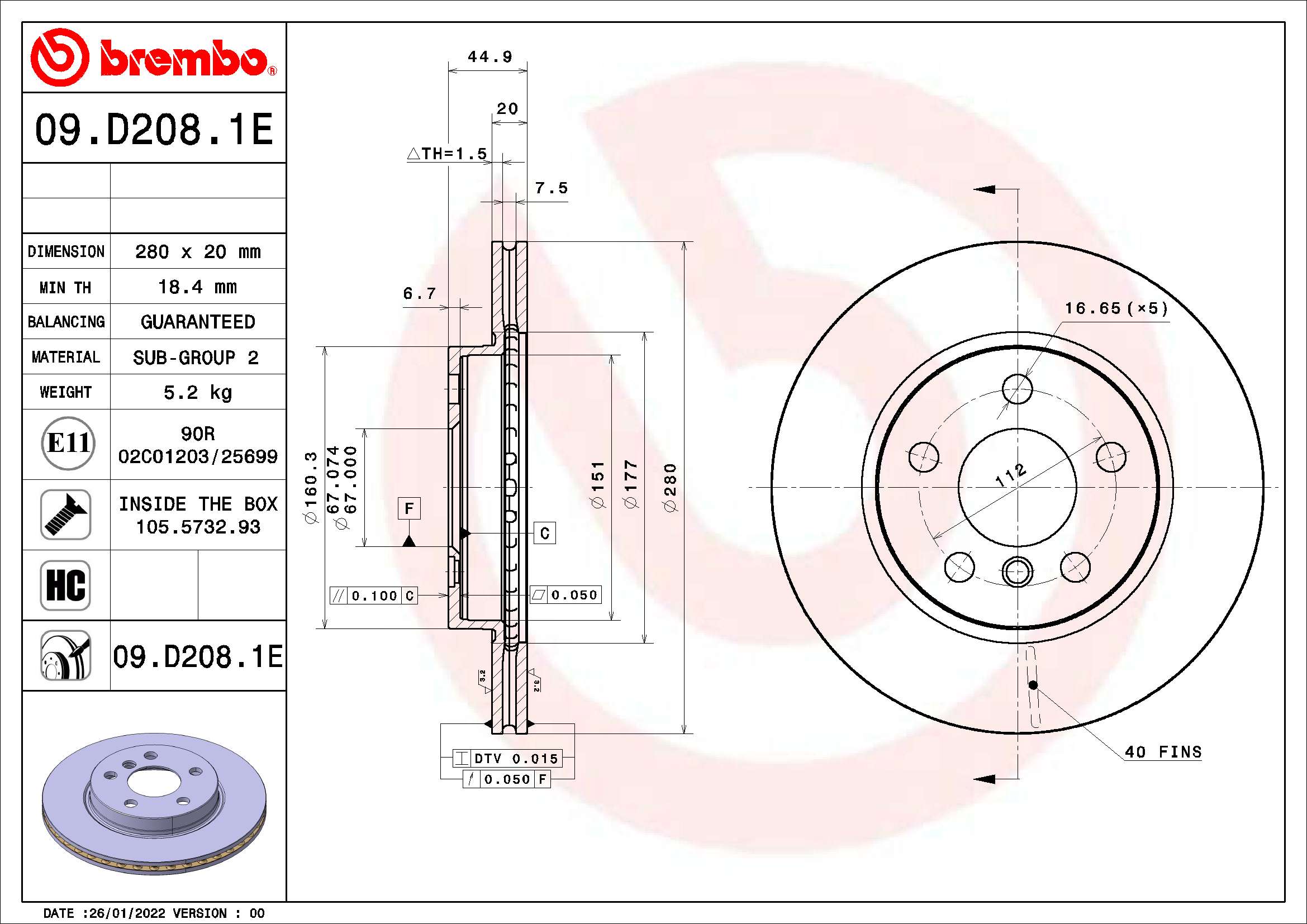 Zestaw do hamulców, hamulce tarczowe BREMBO KT 08 011