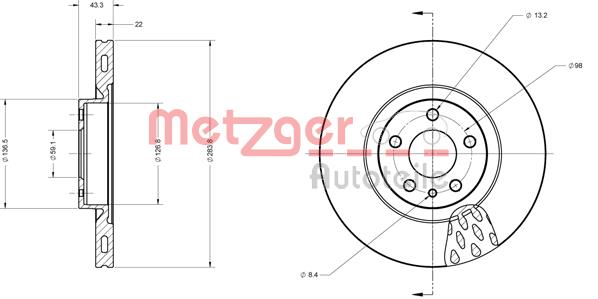 Tarcza hamulcowa METZGER 6110084