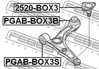 Sworzeń wahacza FEBEST 2520-BOX3