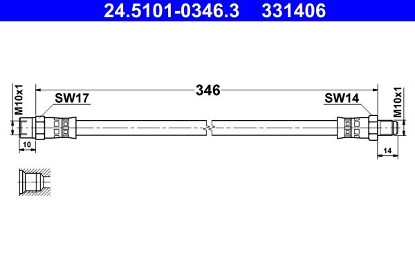 Przewód hamulcowy elastyczny ATE 24.5101-0346.3
