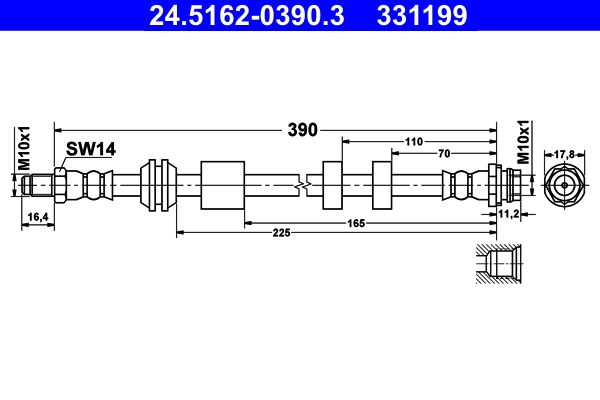Przewód hamulcowy elastyczny ATE 24.5162-0390.3
