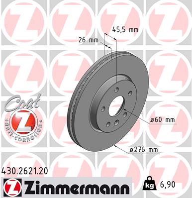 Tarcza hamulcowa ZIMMERMANN 430.2621.20