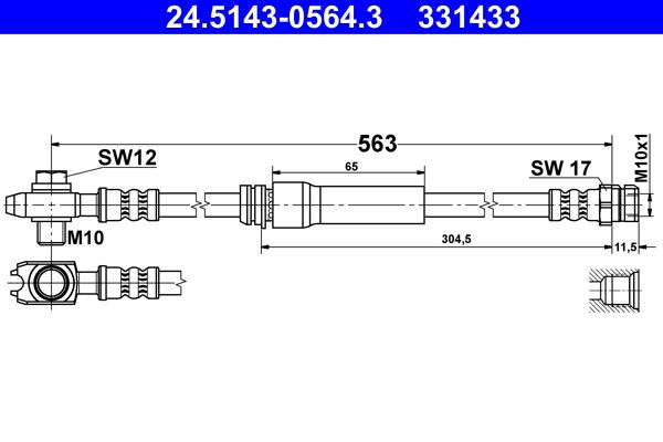 Przewód hamulcowy elastyczny ATE 24.5143-0564.3