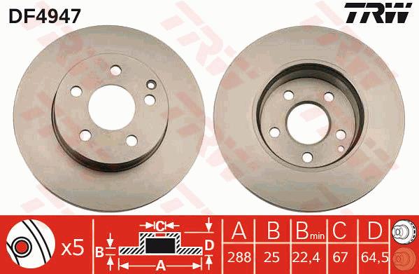 Tarcza hamulcowa TRW DF4947