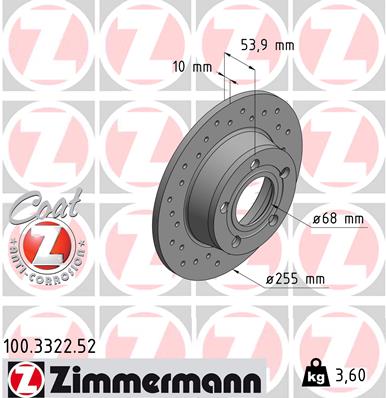 Tarcza hamulcowa ZIMMERMANN 100.3322.52