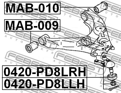 Tuleja wahacza FEBEST MAB-009