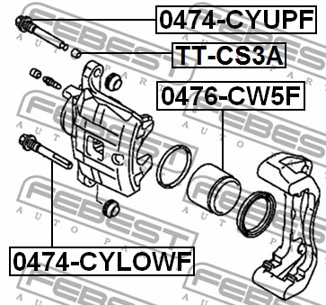 Sworzeń prowadzący  zacisk hamulca FEBEST 0474-CYUPF