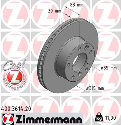 Tarcza hamulcowa ZIMMERMANN 400.3614.20