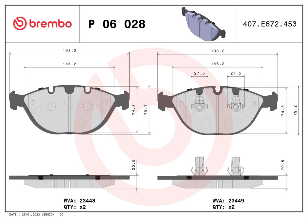 Klocki hamulcowe BREMBO P 06 028