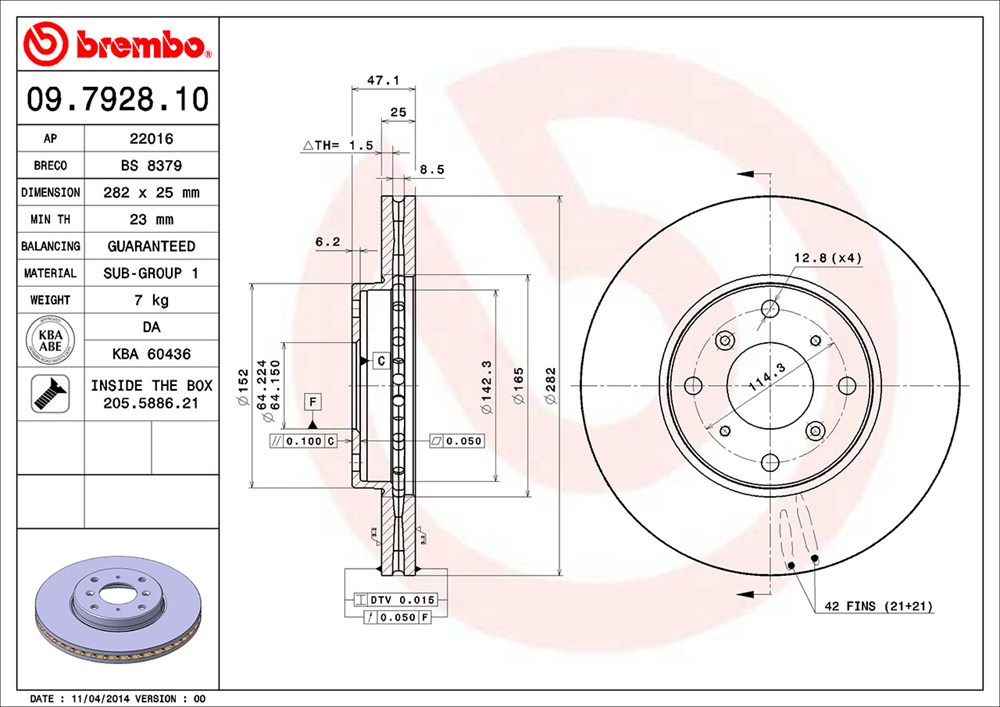 Tarcza hamulcowa BREMBO 09.7928.10