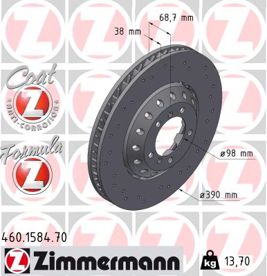 Tarcza hamulcowa ZIMMERMANN 460.1584.70