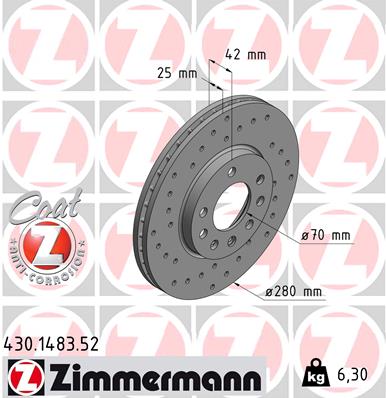 Tarcza hamulcowa ZIMMERMANN 430.1483.52