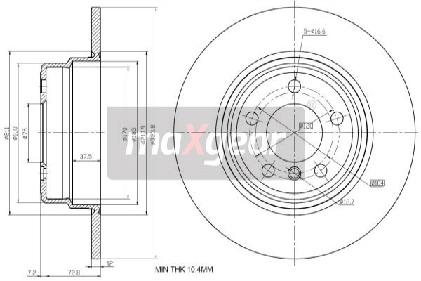 Tarcza hamulcowa MAXGEAR 19-1204
