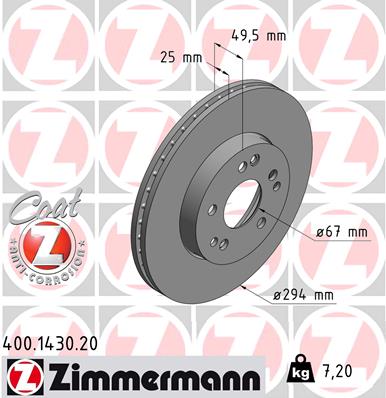 Tarcza hamulcowa ZIMMERMANN 400.1430.20