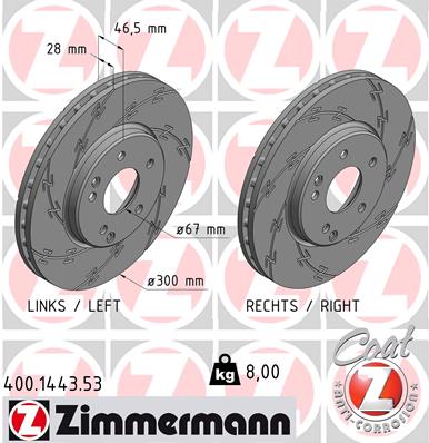 Tarcza hamulcowa ZIMMERMANN 400.1443.53