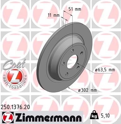 Tarcza hamulcowa ZIMMERMANN 250.1376.20