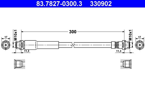 Przewód hamulcowy elastyczny ATE 83.7827-0300.3