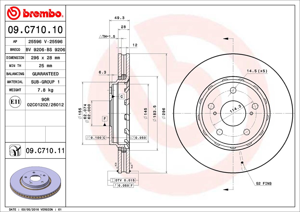 Tarcza hamulcowa BREMBO 09.C710.11