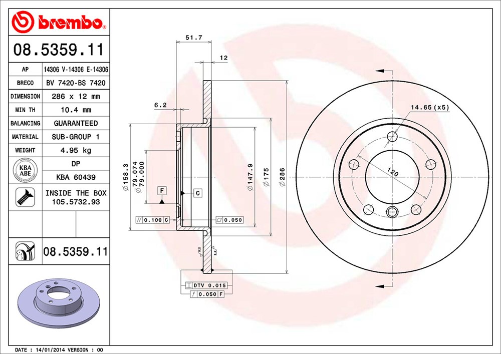 Tarcza hamulcowa BREMBO 08.5359.11