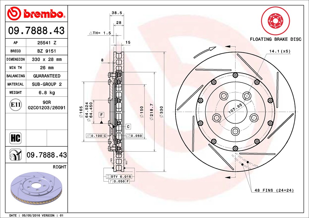 Tarcza hamulcowa BREMBO 09.7888.43