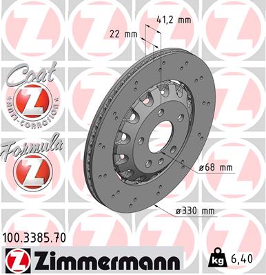 Tarcza hamulcowa ZIMMERMANN 100.3385.70